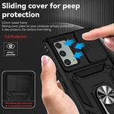 For Samsung Galaxy Note 20 Case With Camera Lens Cover Hd Screen Protector, Military-Grade Drop Tested Magnetic Ring Holder Kickstand Protective Phone Case For Samsung Galaxy Note 20 5G (Black)