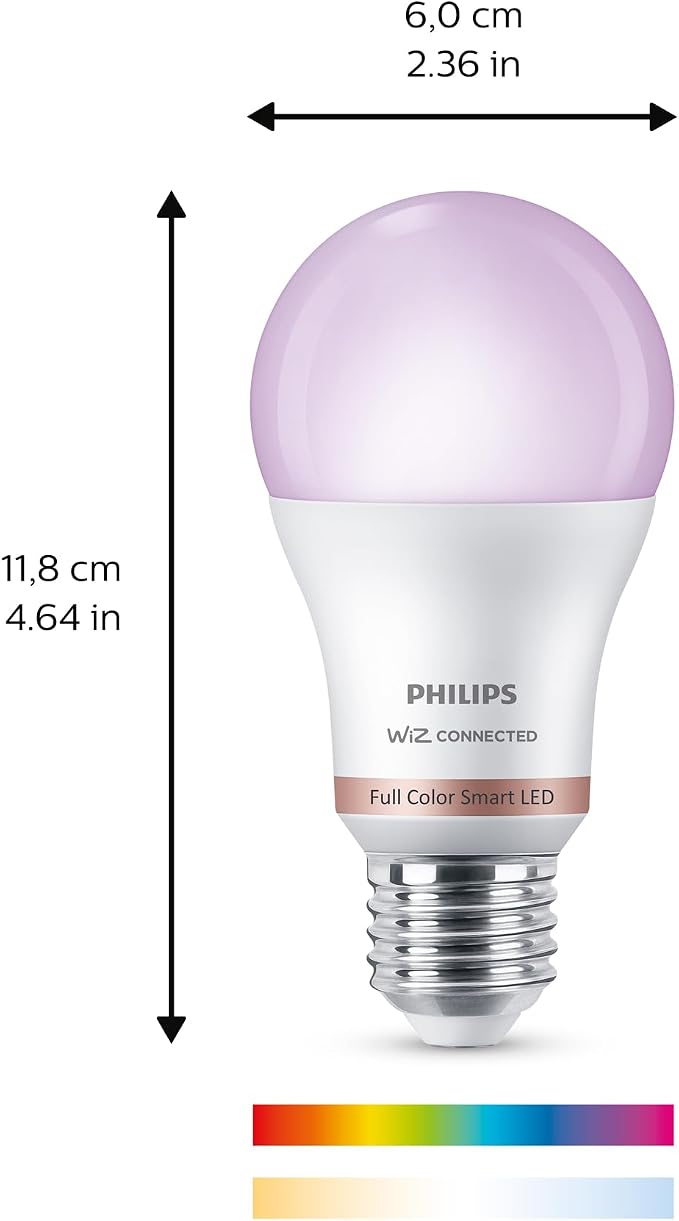Philips Matter Smart LED Light Bulb A19 60W Equivalent RGB Color 4 Pack