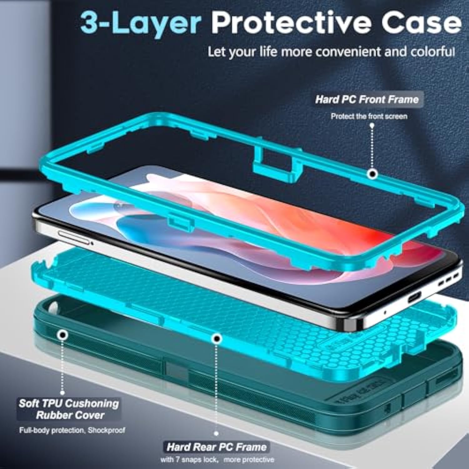 Compatible For Moto-G-Play-2024 Case 4G: Motorola G Play 2024 Phone Case 4G [Not Fit G Play 5G 2024] With 2 Pack Hd Screen Protectors, Heavy Duty 3 In 1 Shockproof Protective Funda, Teal