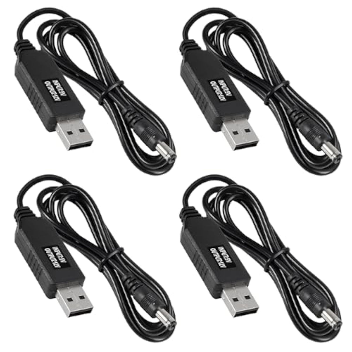4Pcs Dc 5V To Dc 12V Usb Voltage Step Up Converter Cable Power Supply Usb Cable With 5.5X2.1Mm Dc Connect Male 1M For Wifi Router Mini Fan Speaker 3.2Ft