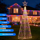 12Ft Outdoor Lighting Christmas Tree 650 Led Light Show Christmas Tree With 8 Modes Timer Remote,Tall Star Topped Artificial Christmas Trees Arbol De Navidad For Porch Yard Patio(Warmwhite/Multicolor)