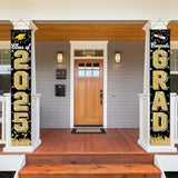 Class of 2025 Graduation Banner – Black Congrats Decor for Porch, Door & Party Celebration