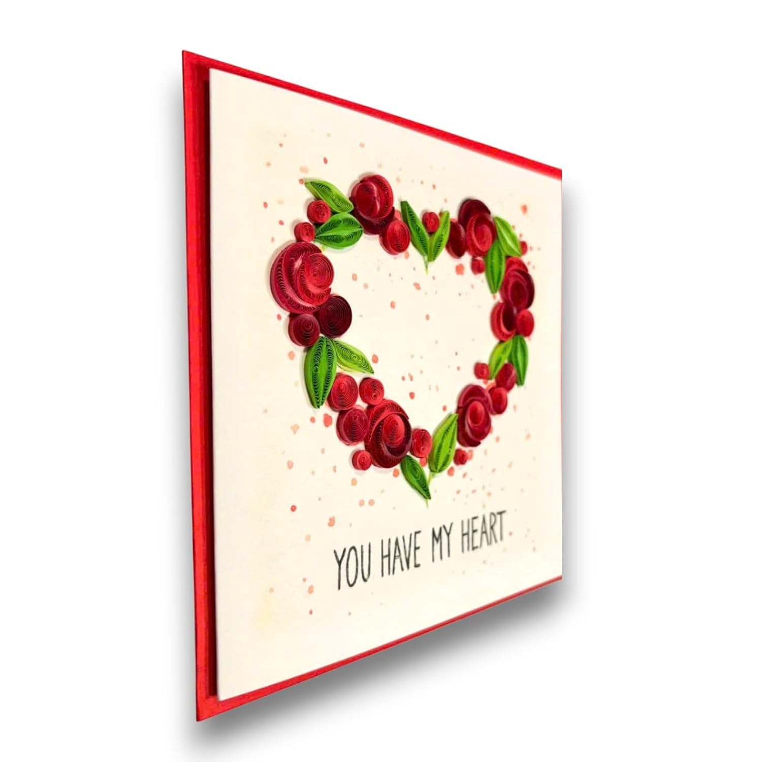 Handmade Love Greeting Card Heart Shaped Rose Quilling Design – Romantic Gift For Her Anniversary Birthday Valentine’S Day Special Occasion Keepsake