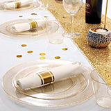 350 Pcs Gold Glitter Dinnerware Set for 50 Guests Plates Napkins Cups Cutlery
