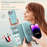 Wallet Case Compatible With Iphone 15 Pro Max,Detachable Magnetic Phone Case,All-Round Shockproof Protective Leather Phone Case With Card Holder,6.7 In,Blue