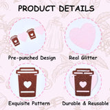 Coffee Bar Banner Pink, Glitter Coffee Cup And Heart Garland, Latte Banner For Birthday Bachelorette Engagement Wedding Baby Shower Party, Cafe Bar Wall Table Decorations
