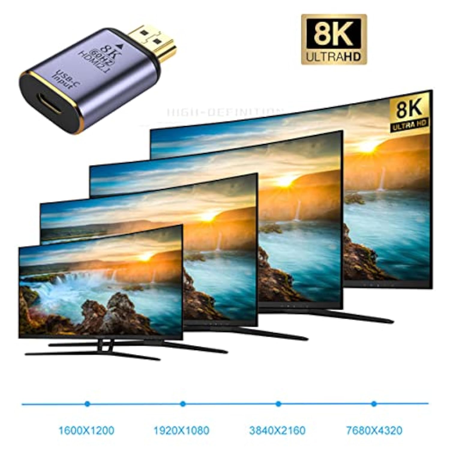 Xiwai USB-C Type C Female Source to HDMI Sink HDTV Adapter 8K@60hz 4K@120hz fo