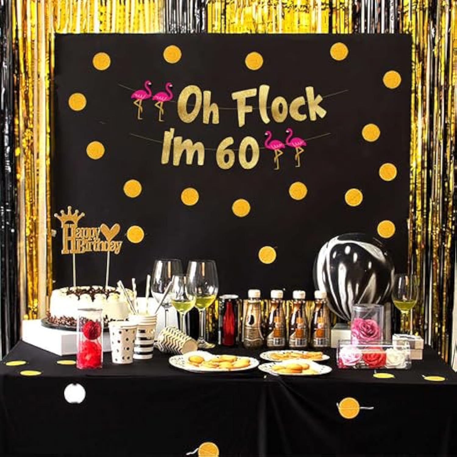 Oh Flock I'M 60 Gold Glitter Banner - Happy 60Th Birthday Party Decorations, Gifts, Supplies And Favors
