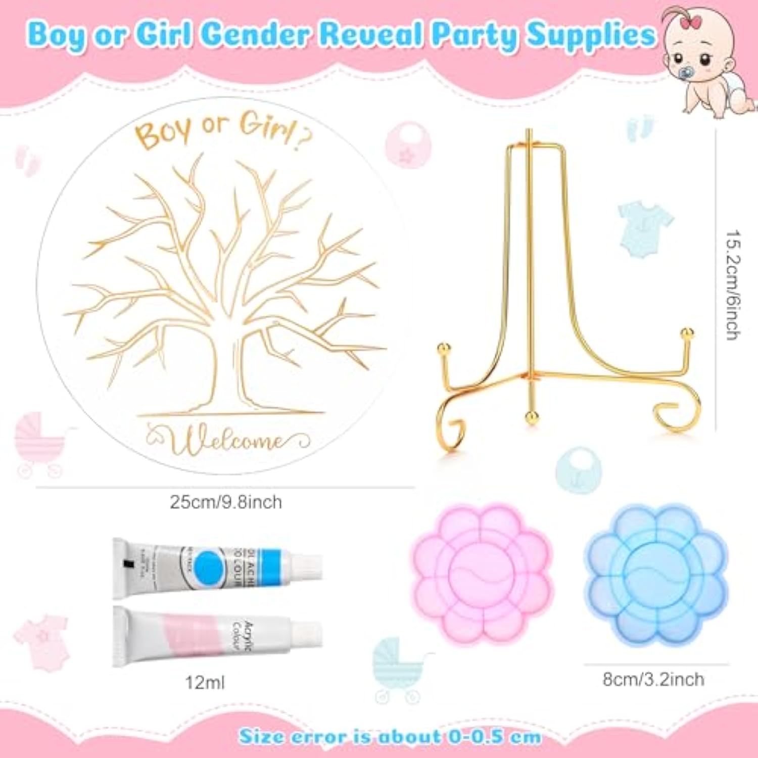 Gender Reveal Fingerprint Tree Boy Or Girl Party Ideas Baby Shower Guest Book Party Game Gender Reveal Party Supplies For Baby Shower He Or She Party Keepsake(Classic)