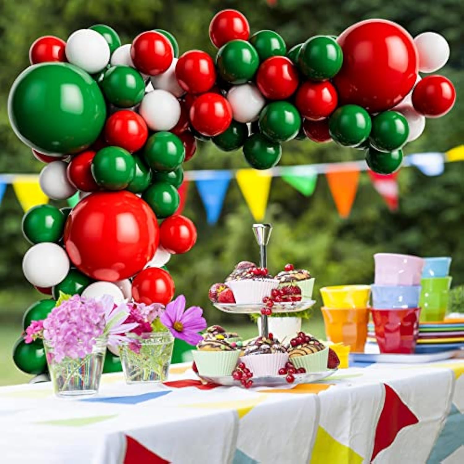 Red Green And White Balloon Garland For Birthday Baby Shower Wedding Graduation Christmas Party Decoration