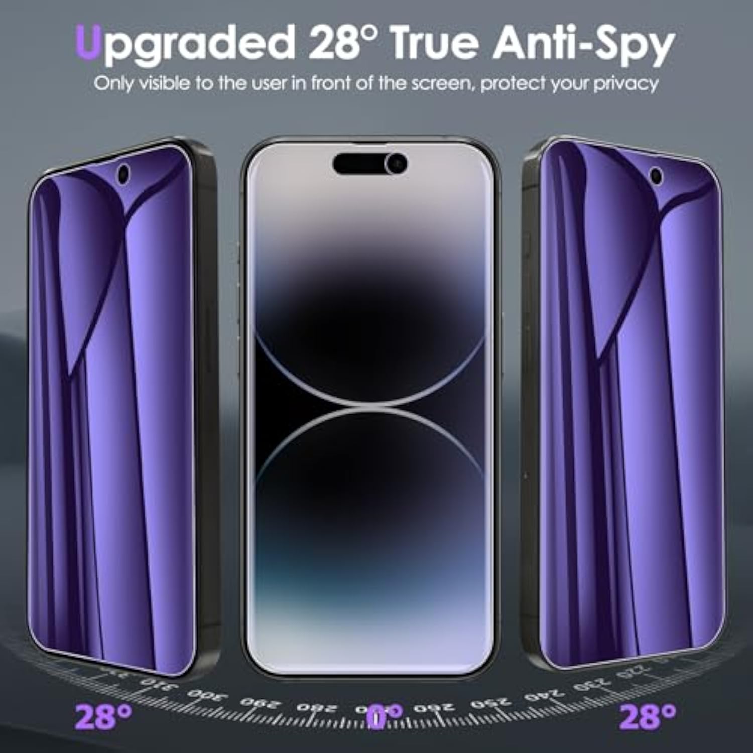 [3 Pack For Iphone 15 Pro Privacy Screen Protector (Not Glass), [Anti-Spy][Anti Blue Light] Soft Hydrogel Film Screen Protector For Iphone 15 Pro/Iphone 15 - Purple