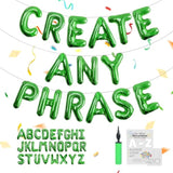 53 Pc Green Letter Balloons (A-Z) Custom Name/Phrase Set for Party Banners
