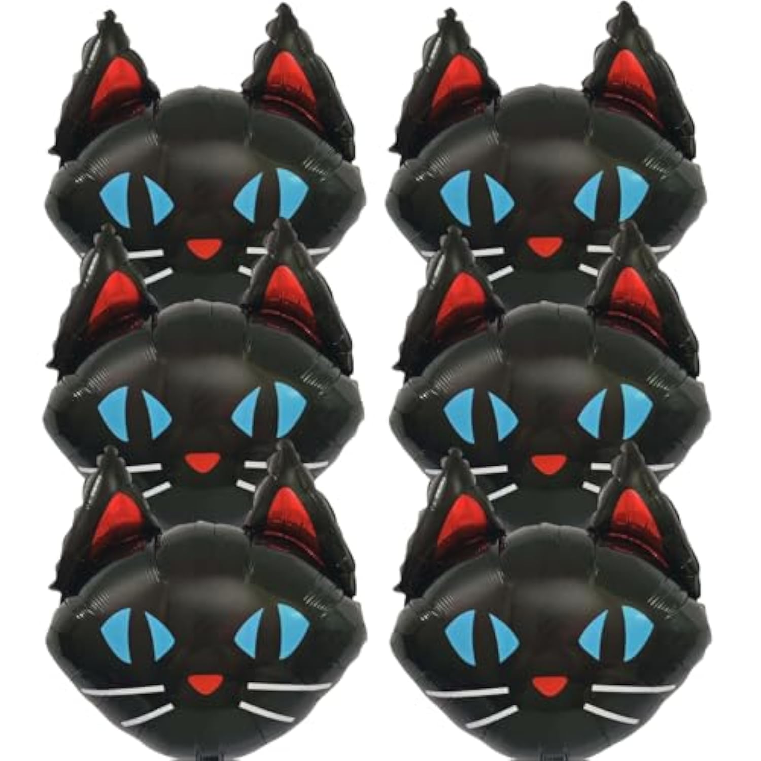 6pcs 22 Inch Black Cat Foil Balloons Scary Cat Face Halloween Party Decorations