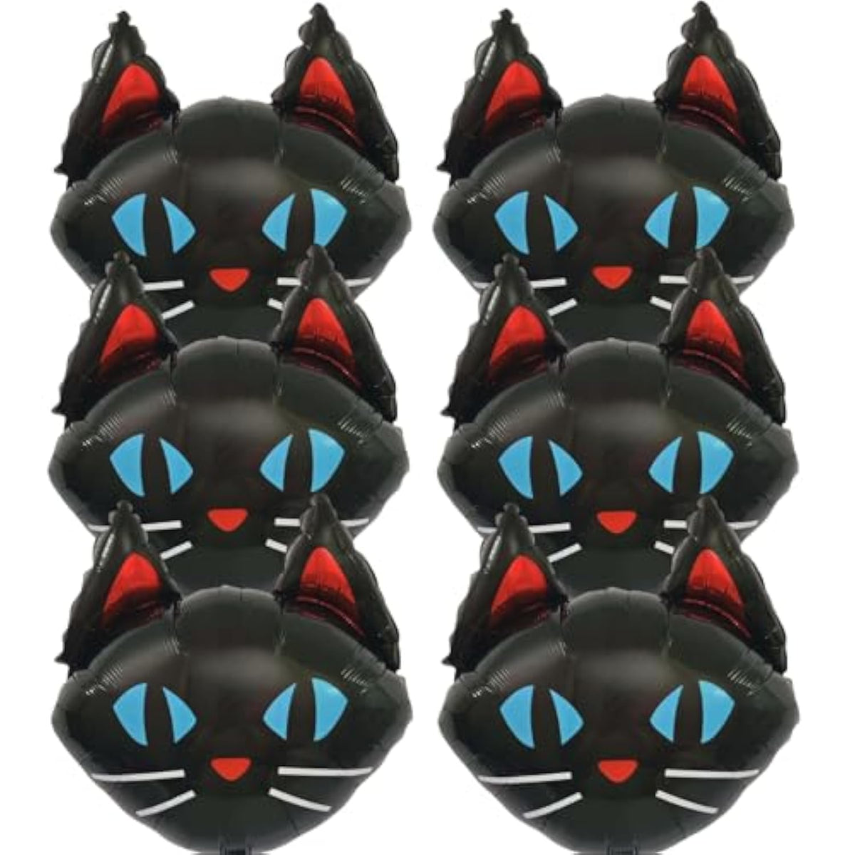 6pcs 22 Inch Black Cat Foil Balloons Scary Cat Face Halloween Party Decorations