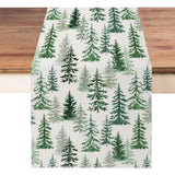 Christmas Winter Table Runner 13X36 Inch, Merry Christmas Green Pine Trees Table Decors For Seasonal Xmas Holiday Farmhouse Home Kitchen Dining Party