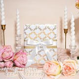 Reversible Gold And White Wedding Wrapping Paper Roll - Classic Foil Lattice Leaf & Solid Gold Design Gift Wrap For Wedding, Anniversaries, Bridal Shower, Birthday, 17 Inch X 33 Feet