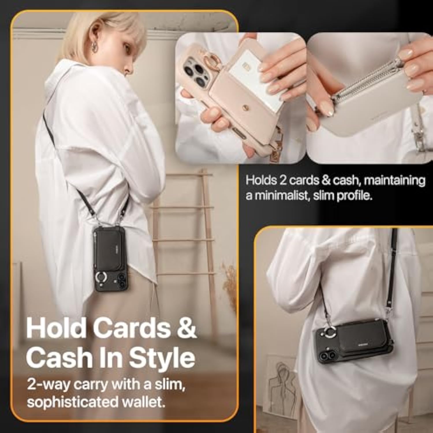 Designed For Iphone 16 Pro Wallet Case 6.3" - Detachable Wallet Case With Crossbody Strap, 16Ft Ultimate Drop Protection, [The Only Phone Case With Purse Compatible With Magsafe] | Pouch M