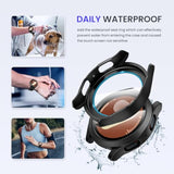 Waterproof Case For Samsung Galaxy Watch 7 Screen Protector 44Mm With Tempered Glass, 1-Pack Hard Pc Cover Bumper For Galaxy Watch7 – No Fog, Touch-Responsive, Black