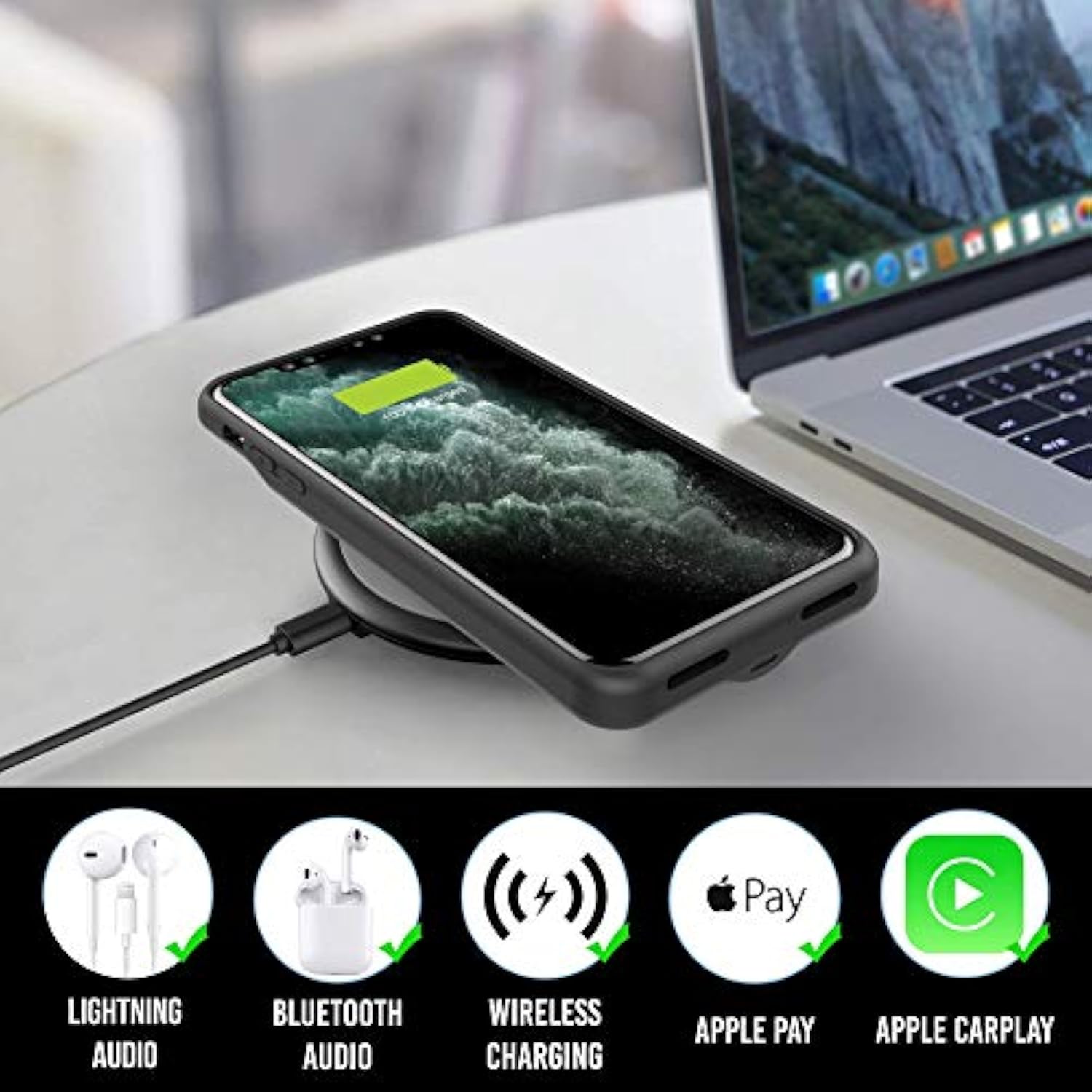 Alpatronix Battery Case for iPhone 14 Pro and iPhone 14 (6.1 inch), Strong Slim Portable Protective Extended Charging Cover with Wireless Charging, Apple Pay, CarPlay (BX14Pro) – Black