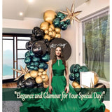 Green And Black Gold Balloons Garland Arch Kit 137Pcs Double Stuffed Dark Emerald Green And Chome Gold Balloons For Birthday Graduation Christmas Decorations Happy New Year Eve Decorations 2025
