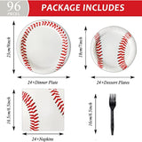 Baseball Party Supplies for 24 – 96PCS Plates, Napkins & Decor for Girls' Birthday Celebration