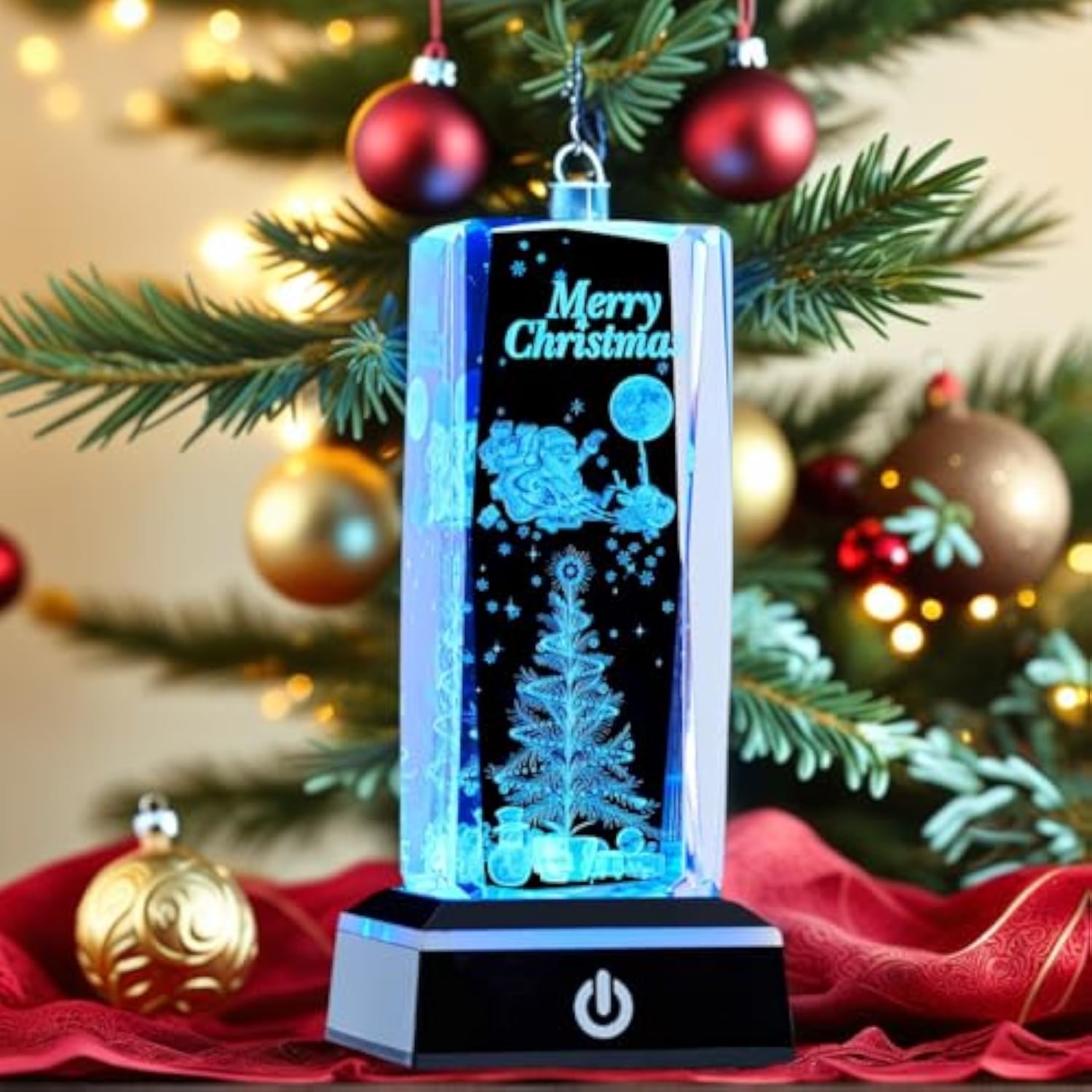 3D Crystal Night Light, K9 Crystal Led Lamp With Light Base, Merry Christmas Gifts For Kids, Women, Teens, Boys, Girls, Anniversary, Birthday, Holiday Room Decor(Merry Christmas)