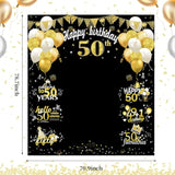 Large 50th Birthday Banner - Black & Gold Funny Fifty Party Props for Indoor/Outdoor