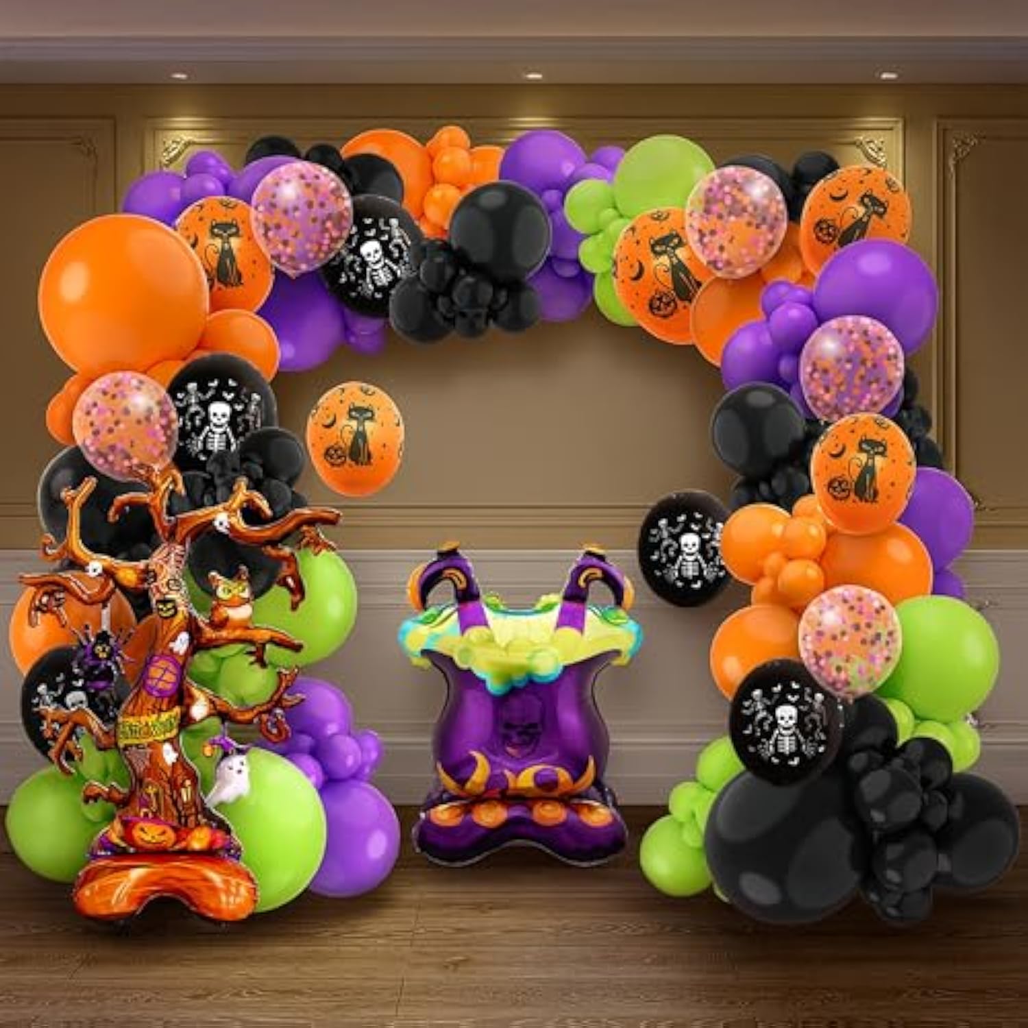157pcs Halloween Balloon Garland Arch Kit Orange Black Green Purple Witch Foil Party Decorations