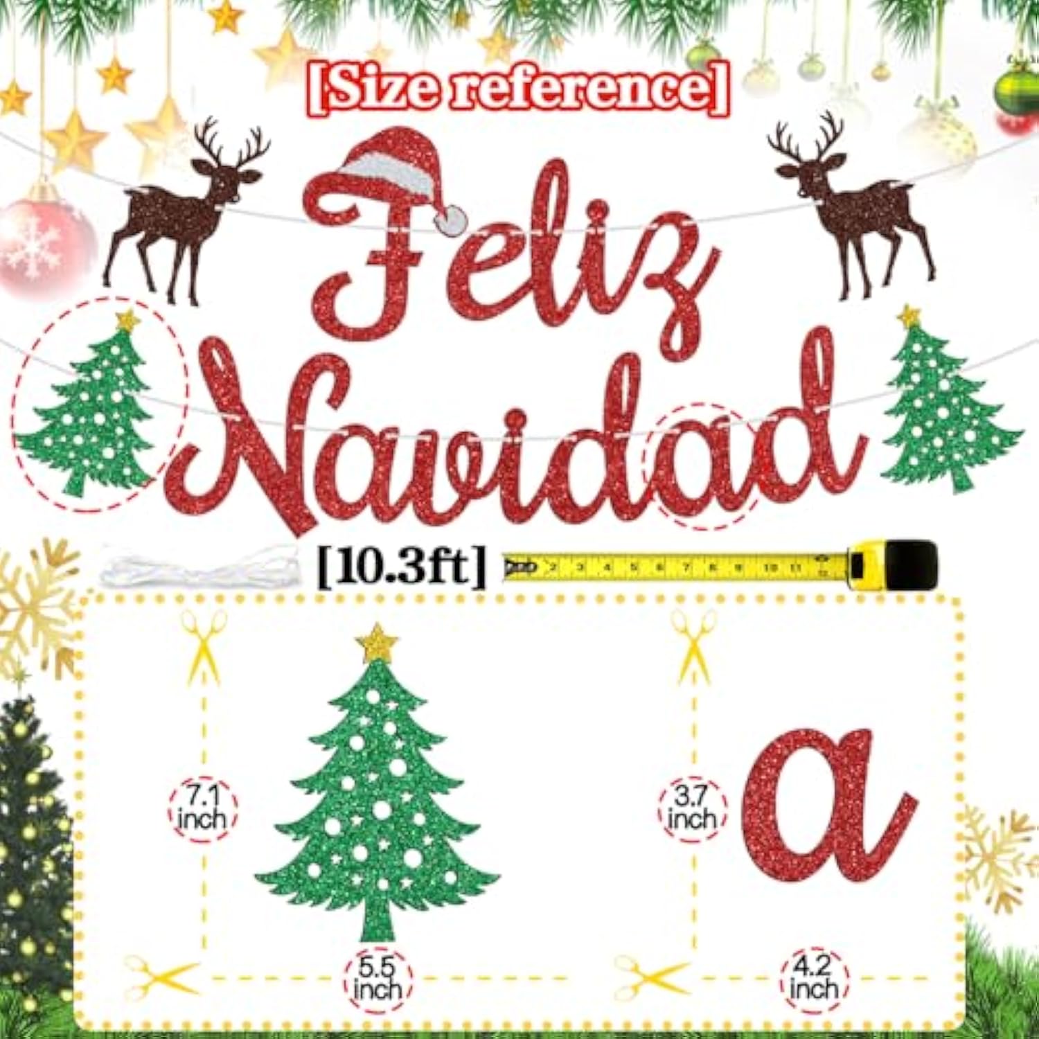 Feliz Navidad Banner for Spanish Christmas and New Year Party Decorations