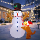6 Ft Christmas Inflatables Snowman Decorations, Outdoor Christmas Snow Man& Dog Bites Scarf Yard Xmas Blow Up With Built