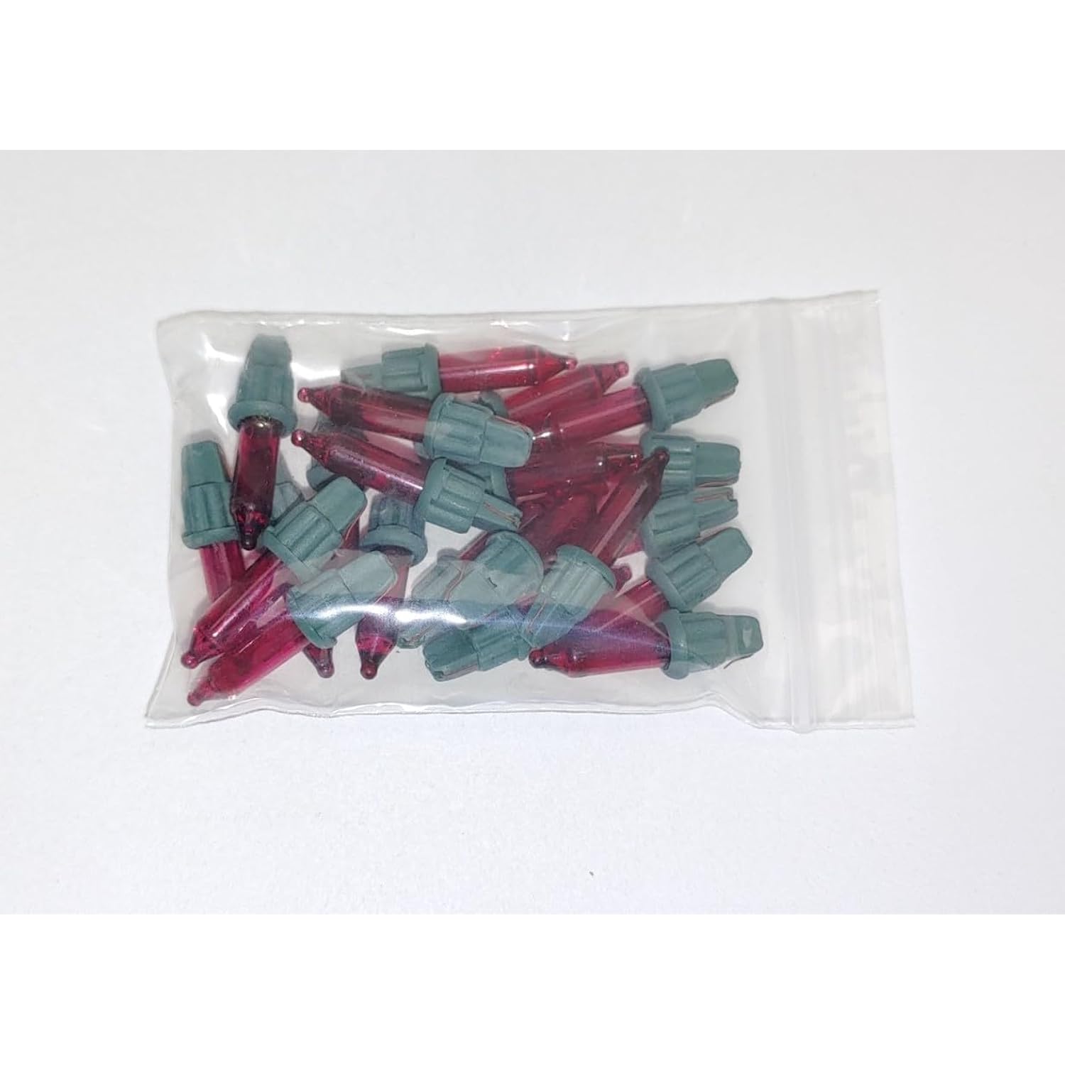 20X Red With Green A Base Mini Bulb Lights, 2.5 V Volt 0.425 W Watt Christmas Glass Incandescent Light Bulbs Style A Rep