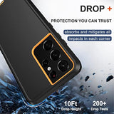 For Samsung Galaxy S21 Ultra Case With Belt Clip Holster, 2X Screen Protector, Heavy Duty Full Body Shockproof Drop-Proof Rugged Protective Cover For Samsung Galaxy S21 Ultra 5G 6.8 Inch Orange