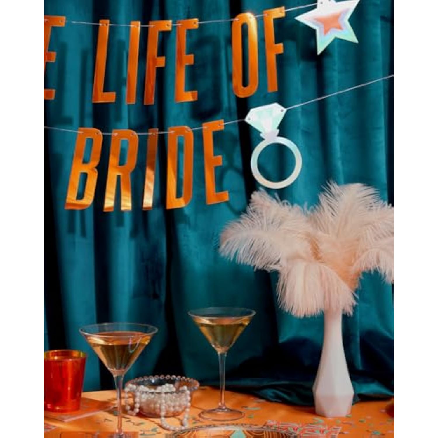 Life Of A Bride Banner | Bachelorette Decorations, Showgirl Decor, Orange Foil, Iridescent