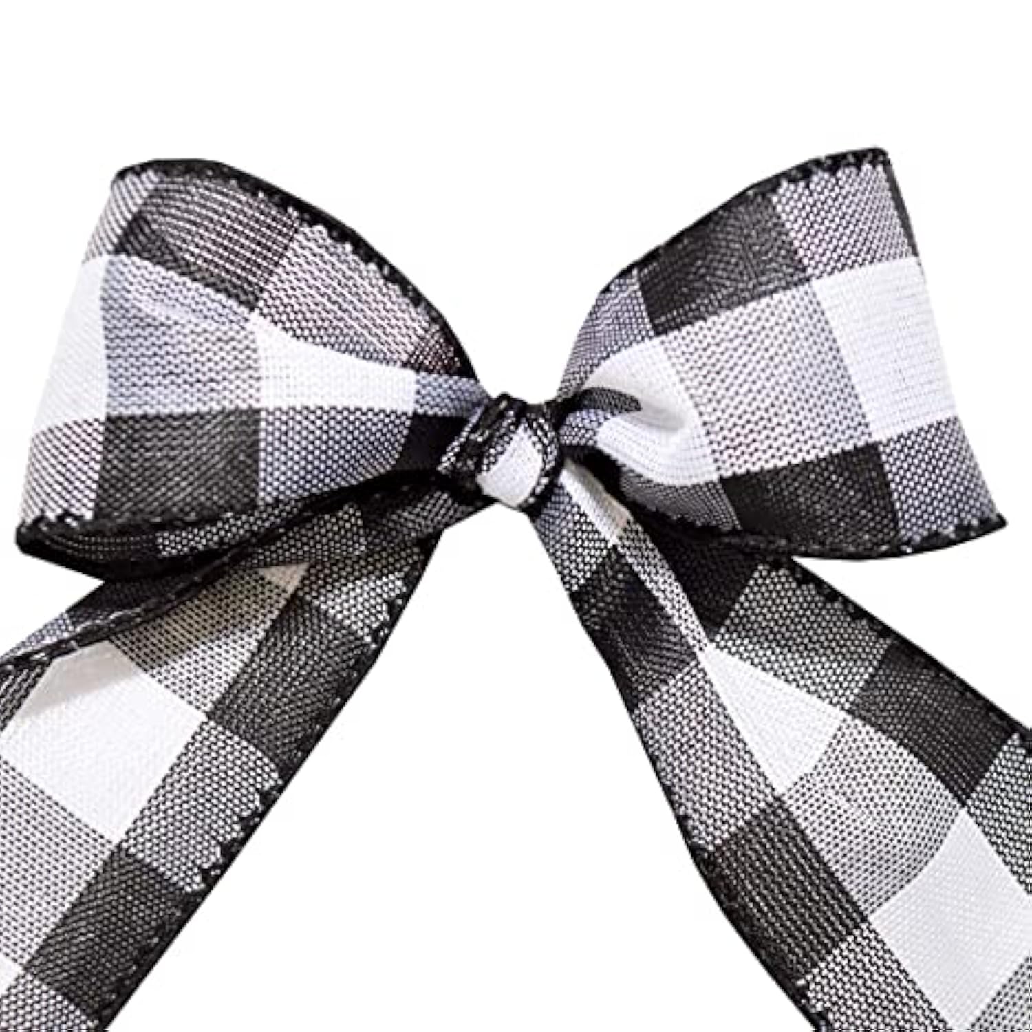 Cambridge Wired Black And White Buffalo Check Plaid Ribbon, For Gift W