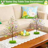 Easter Decorations 2 Pack Easter Tree With 14 Pastel Eggs Ornaments And Floral Berry Blossom, 15'' Tabletop Artificial Tree Easter Decor For Spring Party Table Centerpiece Room Home