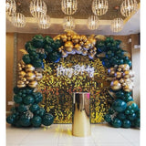 Green And Gold Balloon Arch Kit, 140Pcs Metallic Gold Balloon Emerald Forest Hunter Dark Green Balloon 18 12 10 5 Inch Different Size Balloons For Birthday Anniversary Jungle Party Decorations