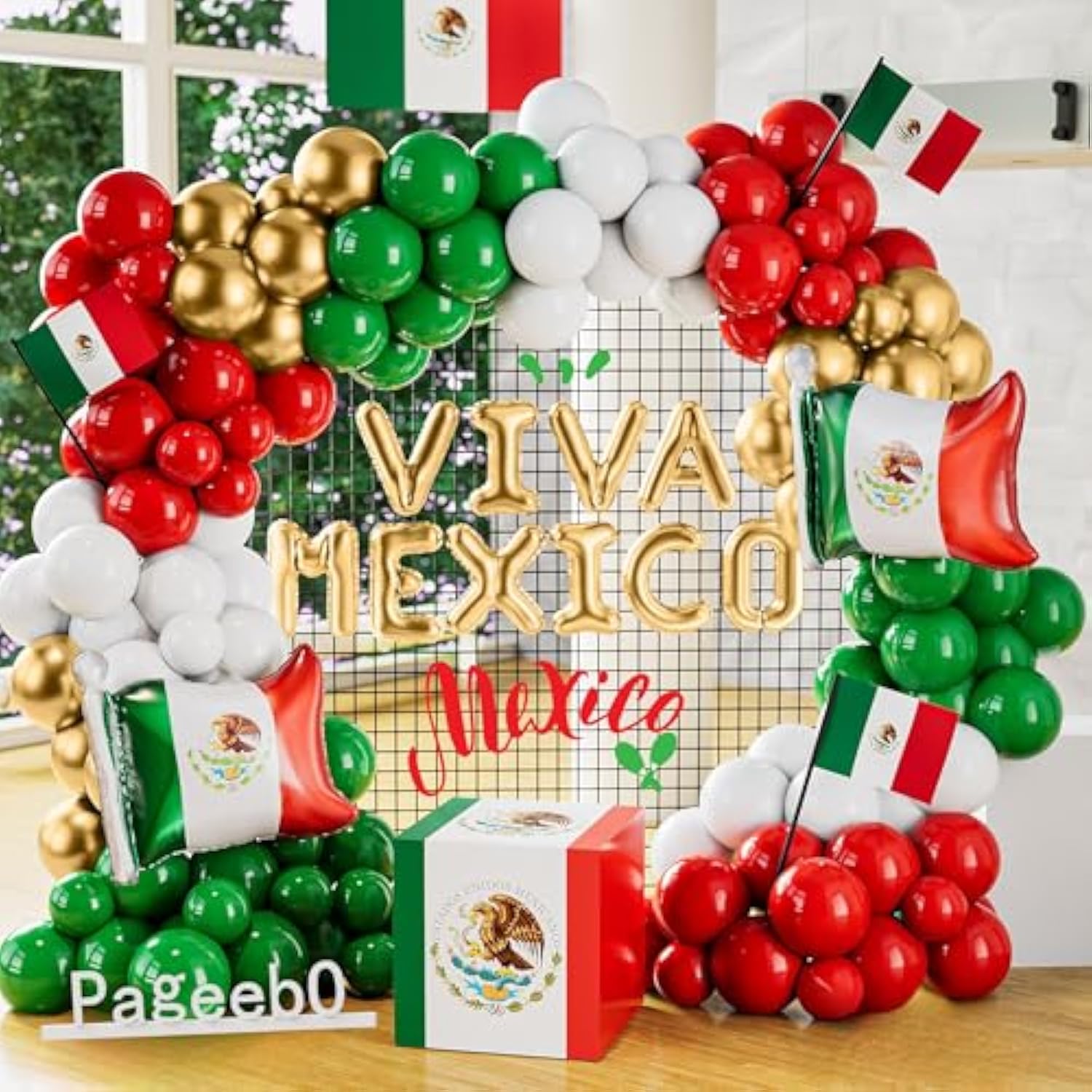 Mexico Balloon Arch Garland Kit, 154 Pcs Green White Red Gold Mexico Flag Viva Foil Balloons For Mexico Independence Day Jdia De La Independencia Theme Birthday 16Th September Party Decoration (Green)