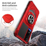 Compatible For Tcl 50 Xe 5G (T614Sp) Case, Tcl 50 Xe Nxtpaper 5G (T614Ws) Case, With Tempered Glass Screen Protector, Metal Ring Magnetic Support Kickstand Phone Case For Tcl 50Xe (Red)