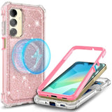Designed For Samsung Galaxy A16 5G/4G Phone Case, Magnetic Compatible With Magsafe, [Raised Corners Drop Protection] Shockproof Protective Bumper Cover (Glitter Rose Gold)