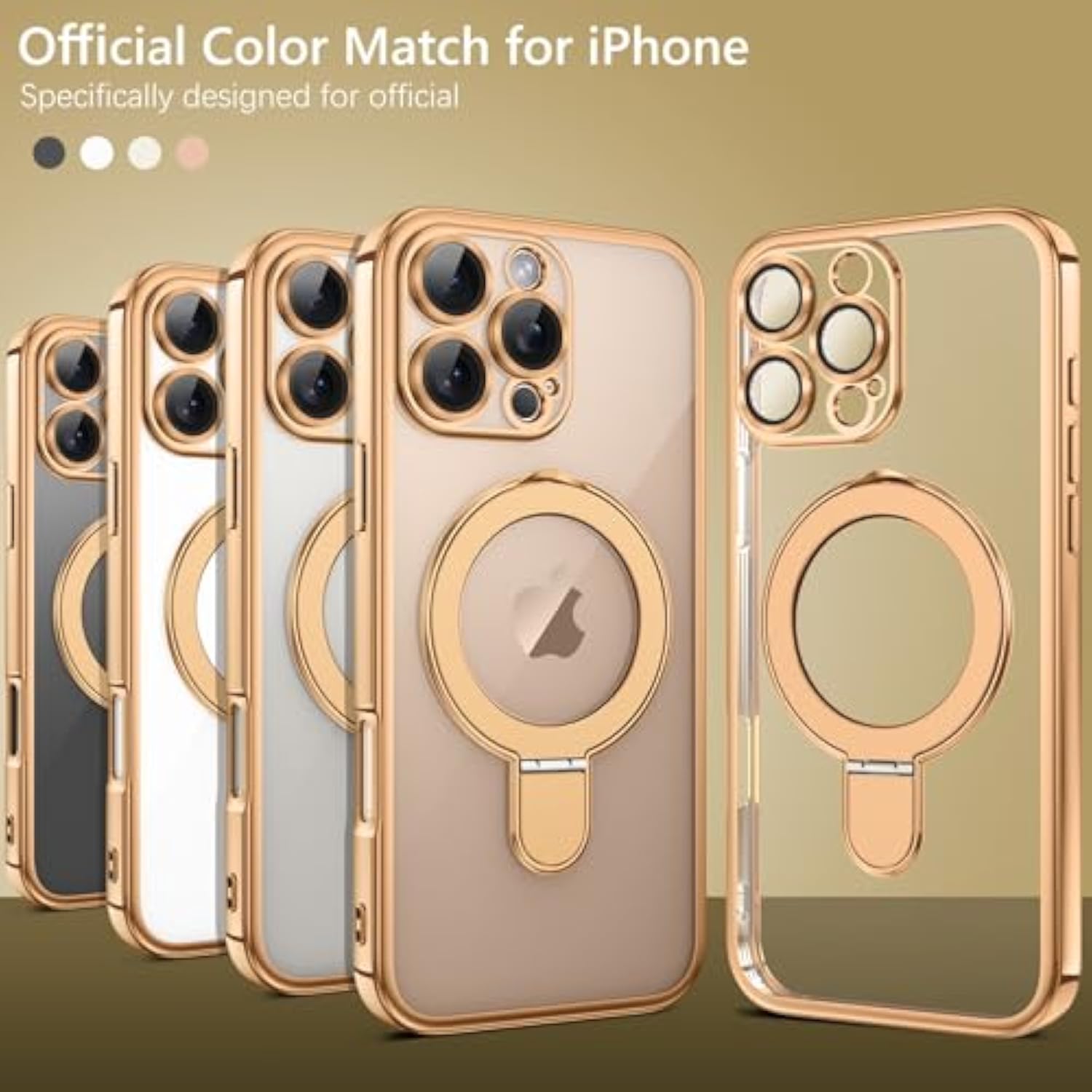 For Iphone 16 Pro Case With Stand, Magnetic Clear Cases Plating Edge Invisible Ring Holder Slim Protective Shockproof Kickstand Phone Case For Iphone 16 Pro 6.3 Inch, Desert Titanium Gold