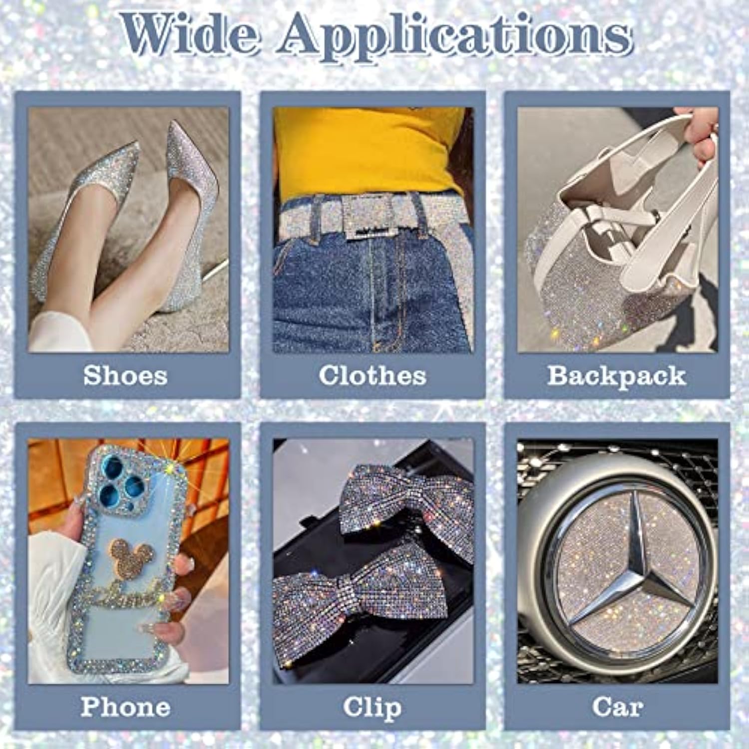 8 Rolls Rhinestone Ribbons, 8 Yard Silver Self Adhesive Rhinestone Ribbon, Bling Crystal Diamond Ribbon Roll Wrap Glittering Rhinestones Sticker For Decoration Car Diy Arts Crafts Wedding