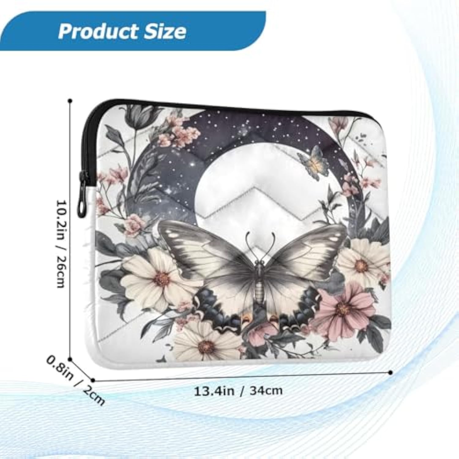Retro Butterfly Flower (2) Laptop Sleeve 15.6 Inch, Protective Laptop Case Briefcase Notebook Cover Carrying Computer Bag For Travel Work