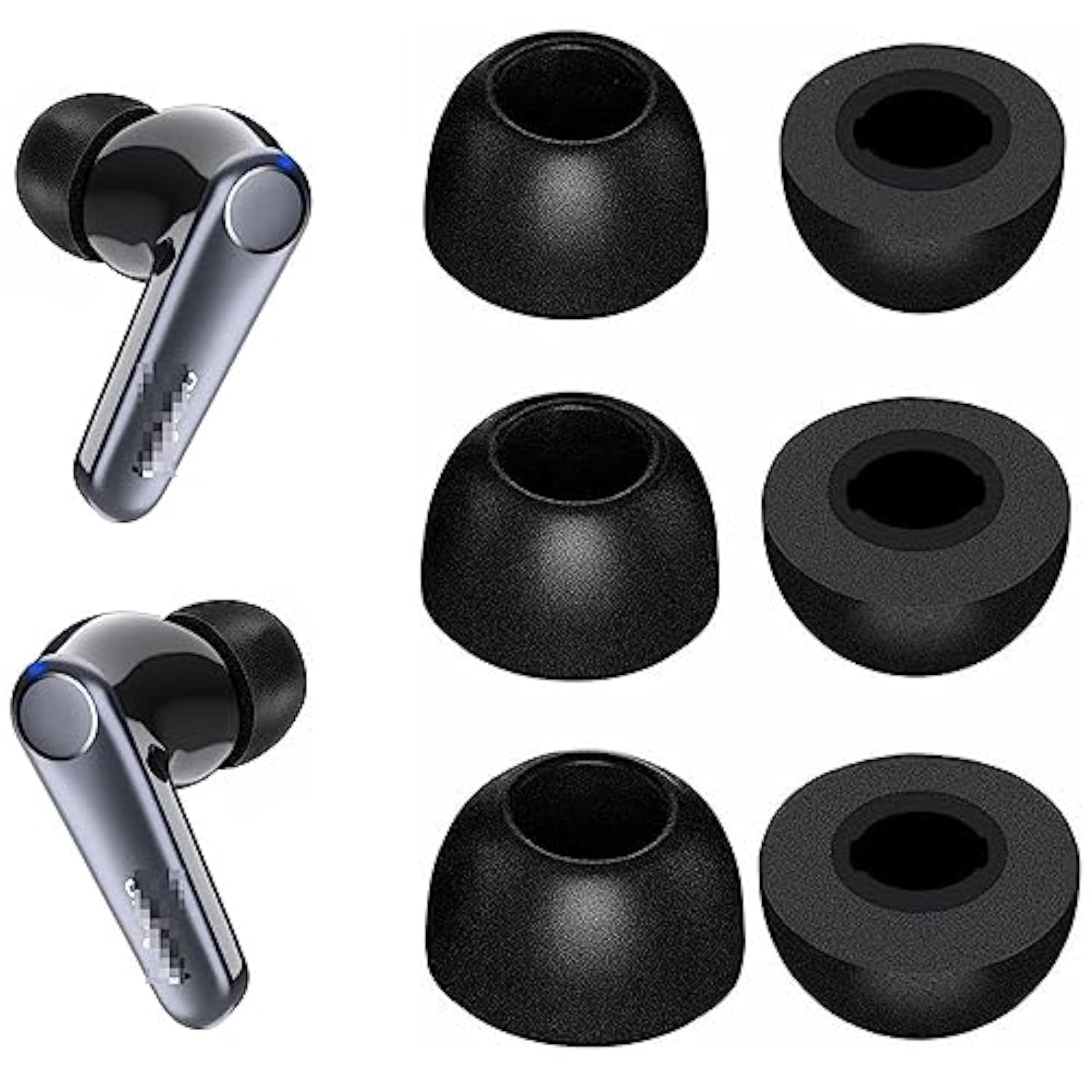 Memory Foam Ear Tips Noise Canceling Foam Ear Tip Compatible With Earfun Air Pro 3 / Air Pro 2 / Earfun Air, No Silicone Eartips Pain, Fit In Charging Case, 3 Pairs (S/M/L, Black) 214Efb3