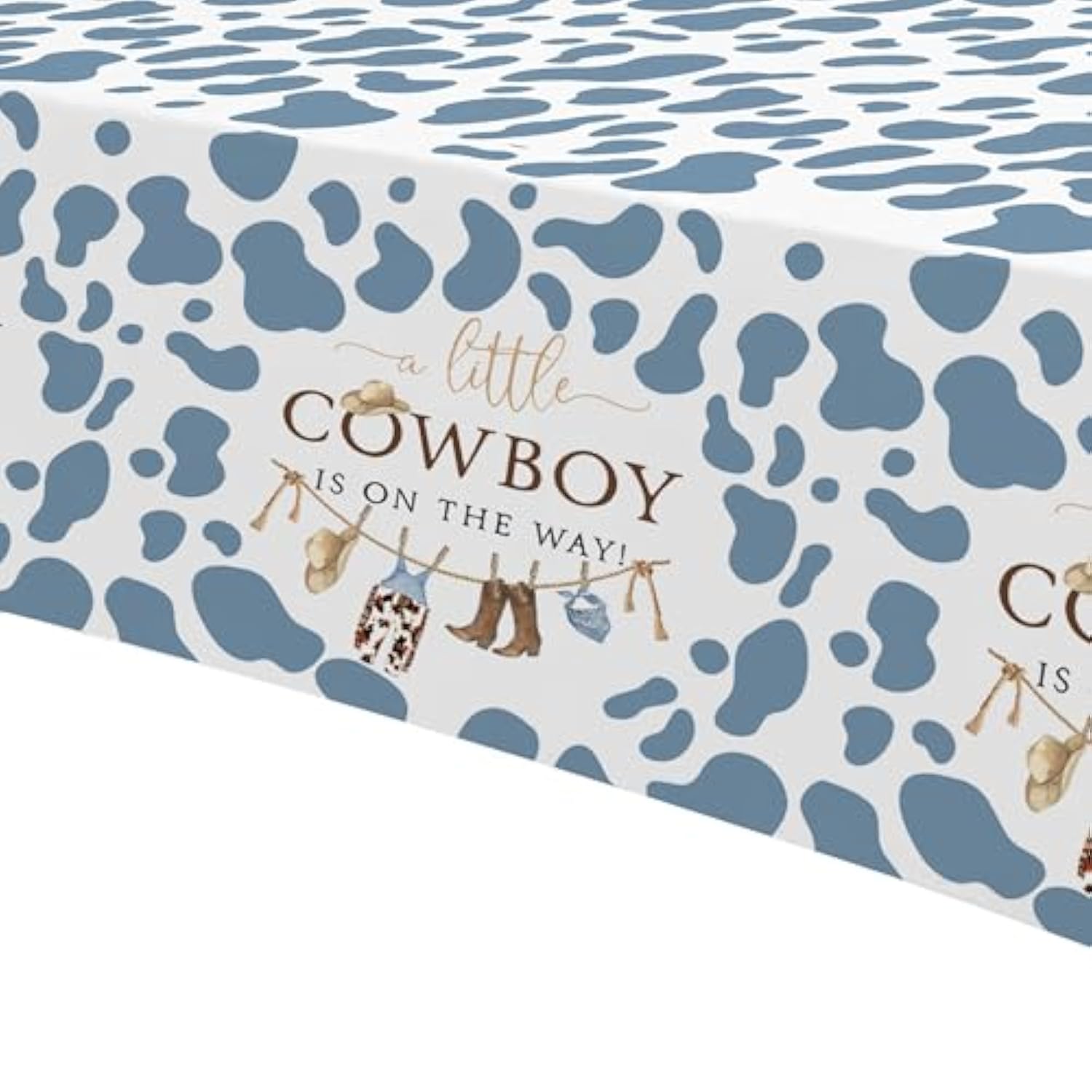 Western Cowboy Baby Shower Tablecloth Decorations - Disposable Little Cowboy Baby Boy Table Decorations Tablecover, Wild West Rodeo Baby Shower Supplies Table Cloth - 3 Pack (54In X 108In)