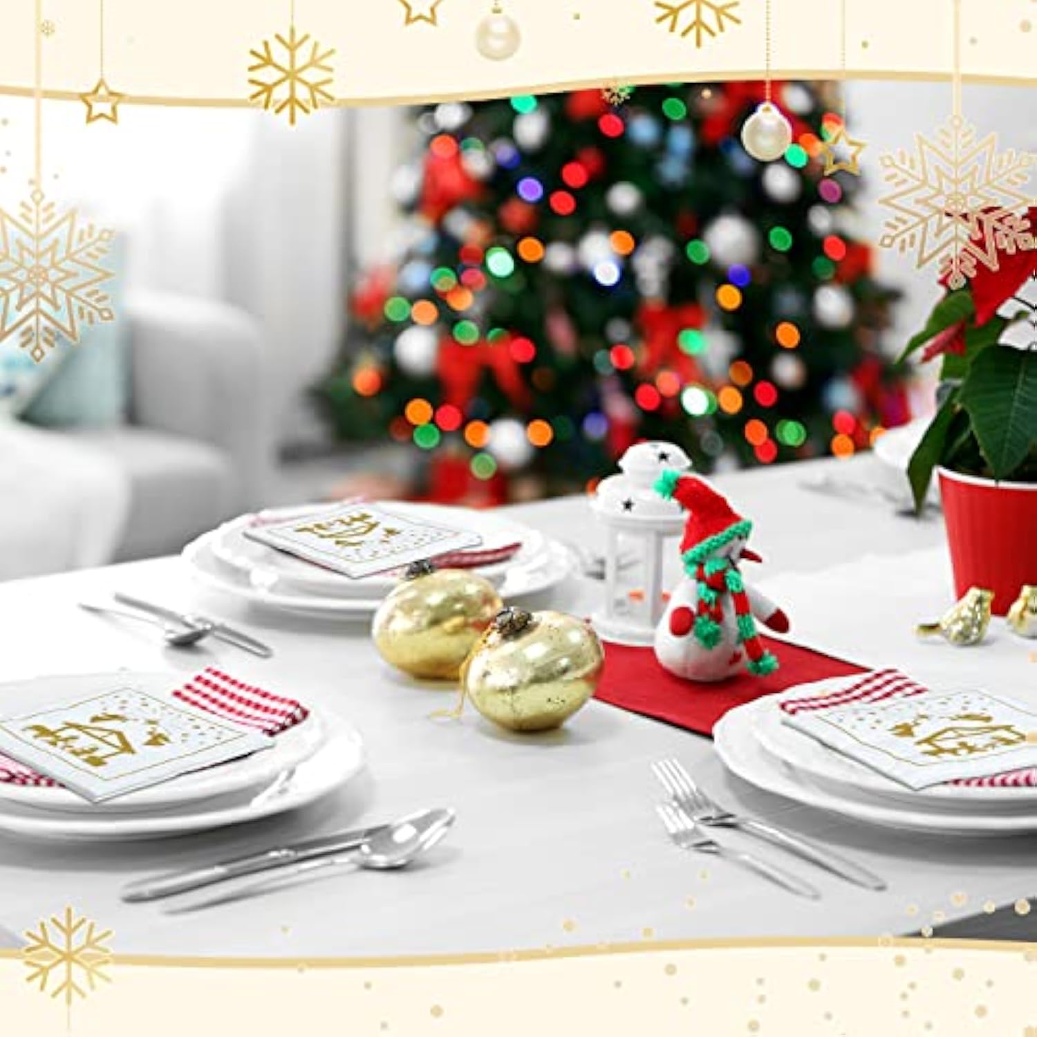 150 Pieces Christmas Nativity Napkins Religious Paper Cocktail Christmas Napkins Nativity Of Jesus Xmas Party Decorations Happy Birthday Party Supplies, 5 X 5 Inch