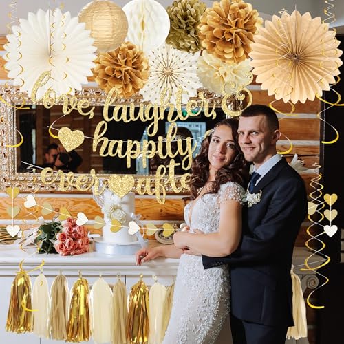 Gold Engagement Decorations, Love Laughter & Happily Ever After
