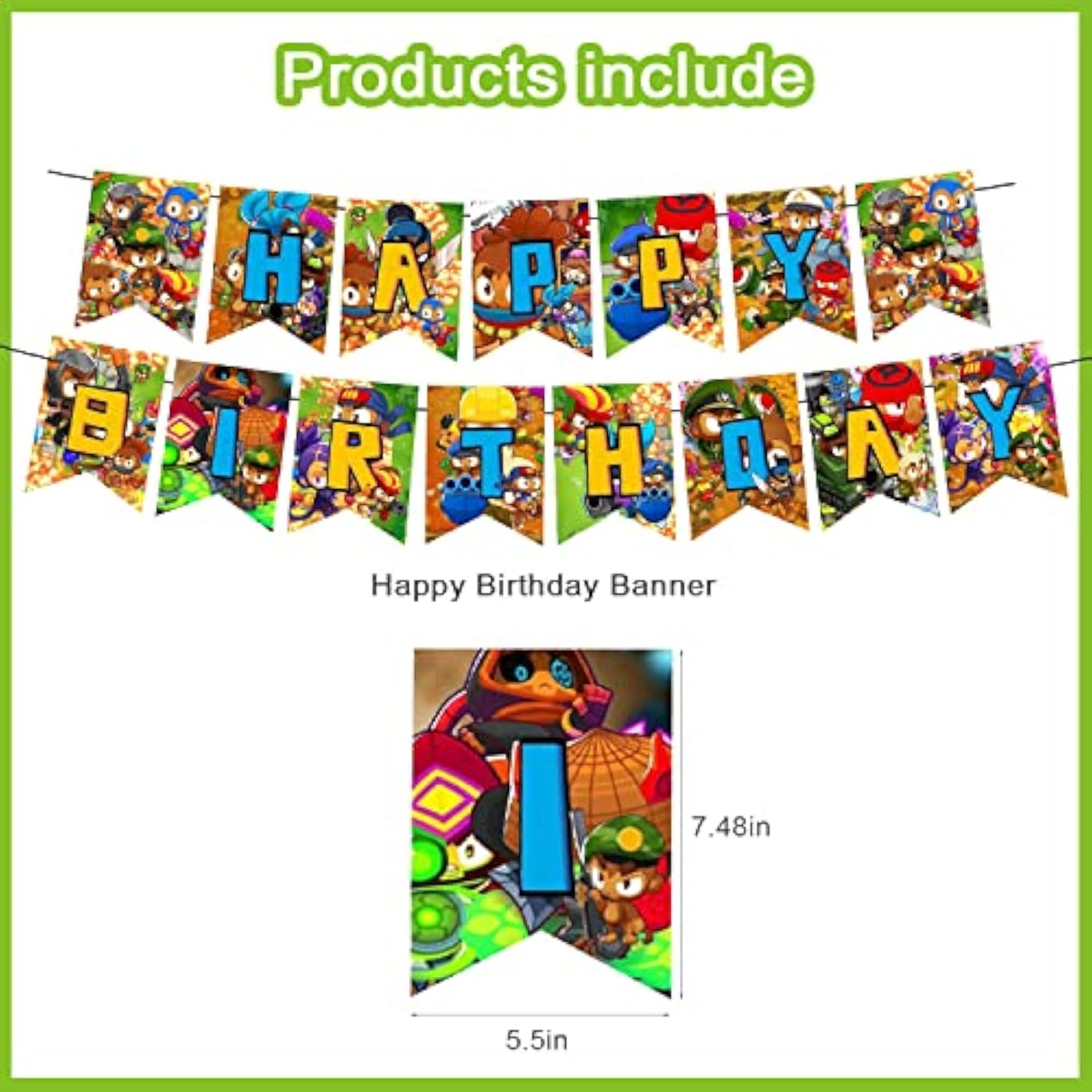 Bloons Td 6 Birthday Party Decorations, Bloons Td Video Game Party Supplies Set With Happy Birthday Banner, Cake Cupcake Toppers, Balloons For Fans Adults Party Decorations