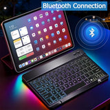 Backlit Bluetooth Keyboard For Ipad, Rechargeable Slim Portable Wireless Keyboard For Ipad Tablets, Compatible For All Ios/Windows/Android System Devices-Black