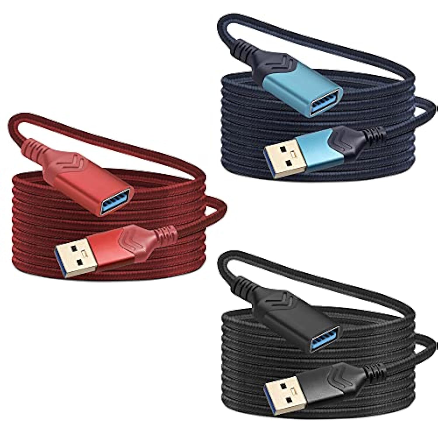 Usb 3.0 Extension Cable, [2Pack] 5Ft High Speed Extension Cable Usb A Male To Female Extension Cord For Playstation/Xbox/Flash Drive/Card Reader/Hard Drive/Keyboard/Printer/Scanner (Red, 2Pack 5Ft)