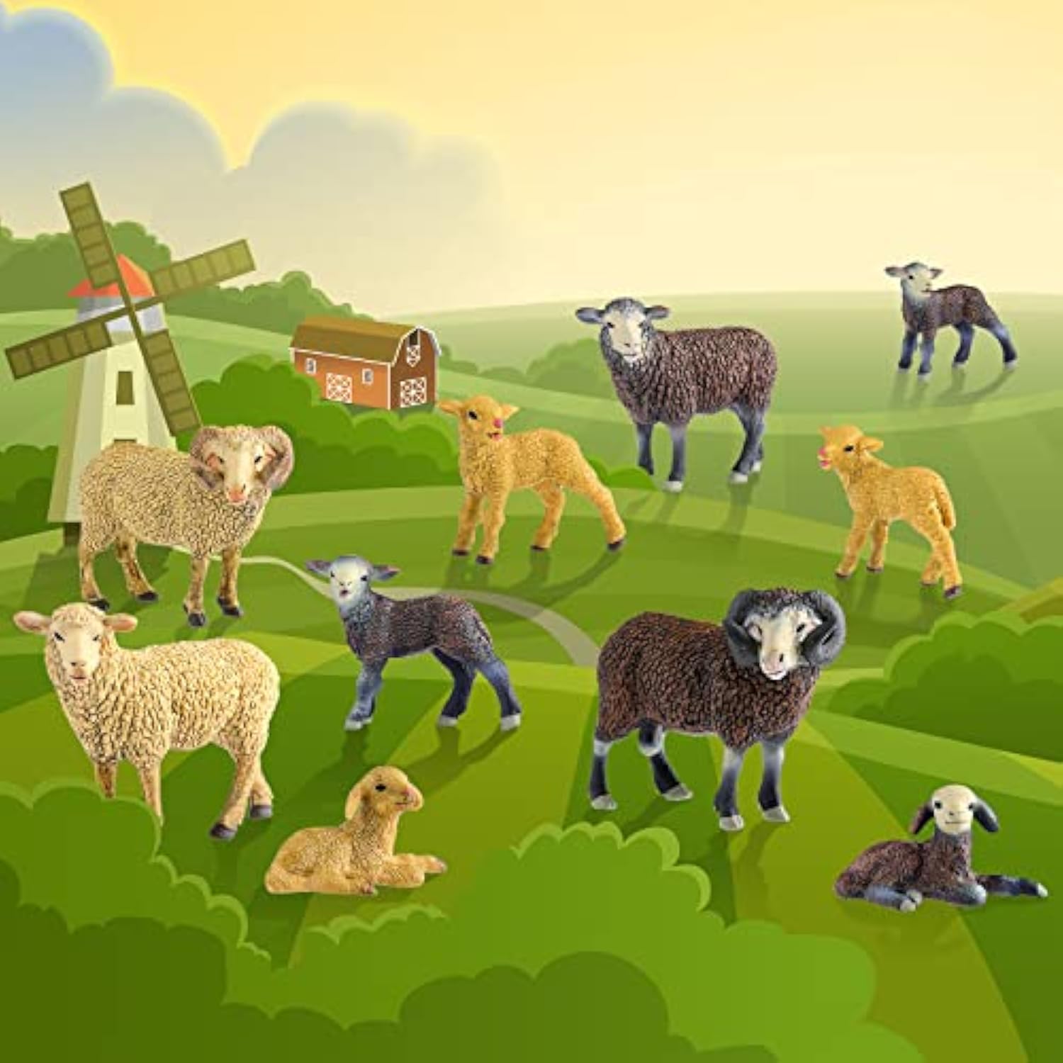 10 Pcs Sheep Toy Merino Sheep Figures Plastic Goat Figurine Mini Farm Lamb Figure Birthday Cake Toppers Animal Toys For Christmas Birthday Party Gift Decor